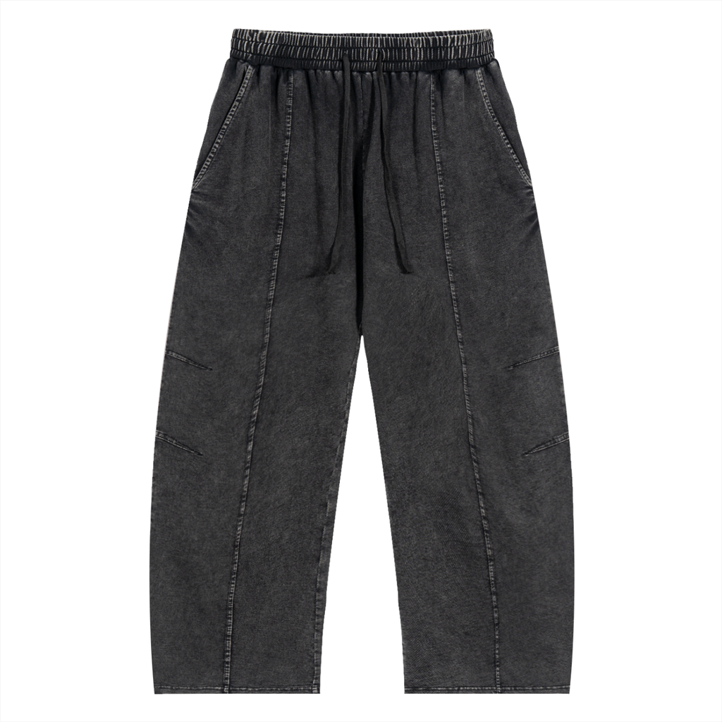 Snow Wash Drawstring Cotton Pants