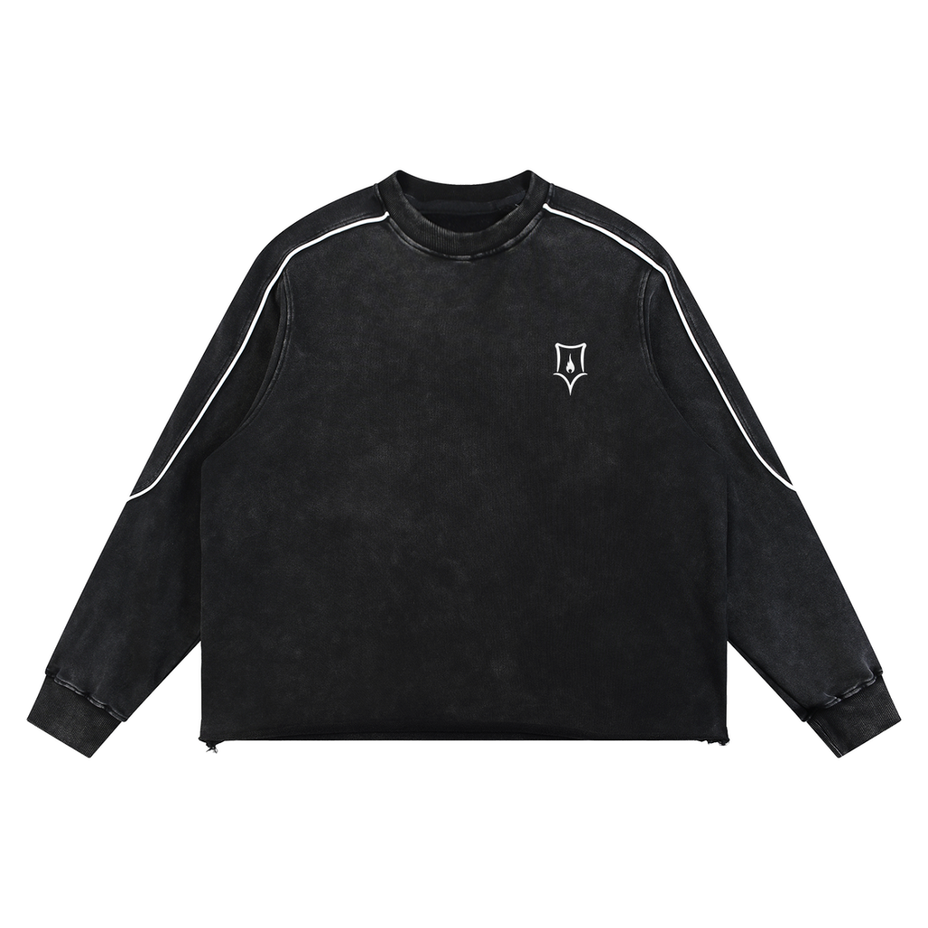 Mineral Wash Piping Raw Hem Sweatshirt
